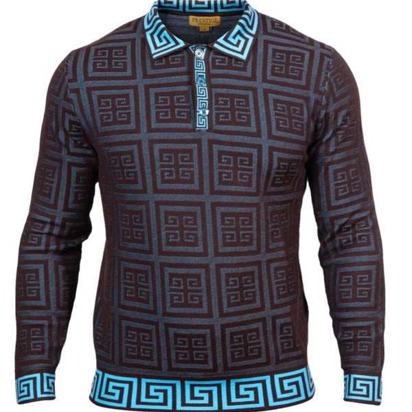 Prestige Greek "Halo" Polo Sweater (Brown) 457