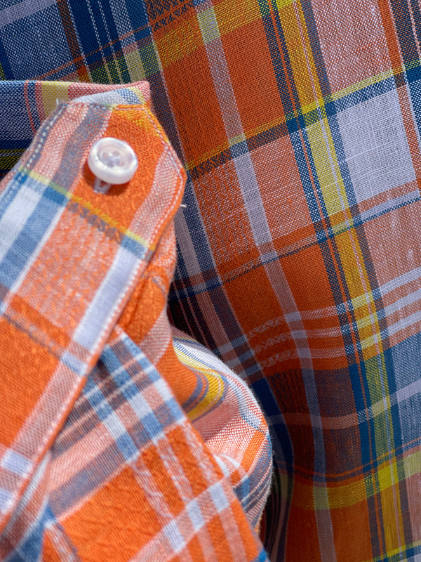 Inserch Linen Roll Up Shirt (2906-Orange/Blue/Yellow)