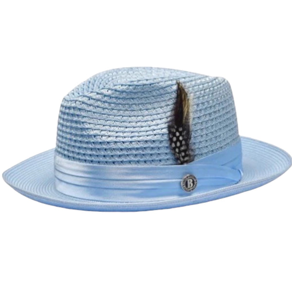 Bruno Straw "Luxury" Hat (Sky)