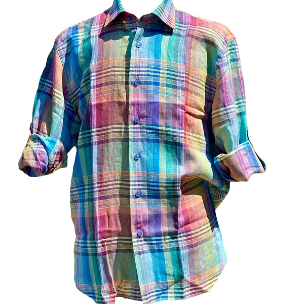 Inserch Linen Roll Up Shirt (2801-Multi Check)