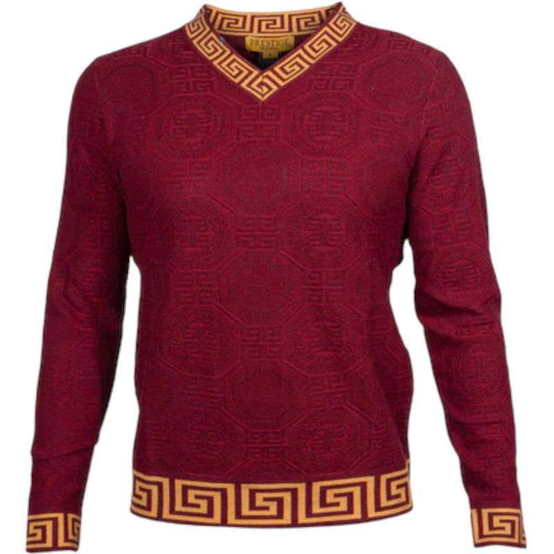 Prestige "Milan" V-Neck Sweater (Wine/Gold) 468