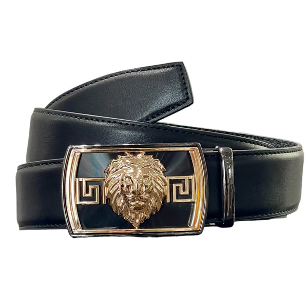 Designer fashion belt (Black/Gold) Lion Greek