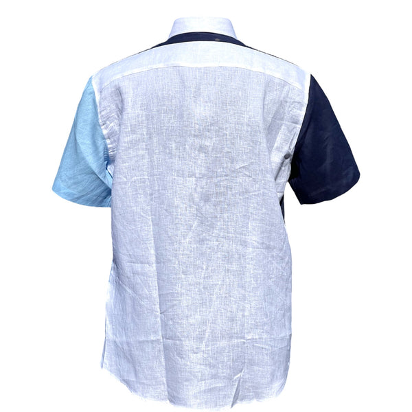 Lanzino Linen Shirt (White/Blue/Teal)
