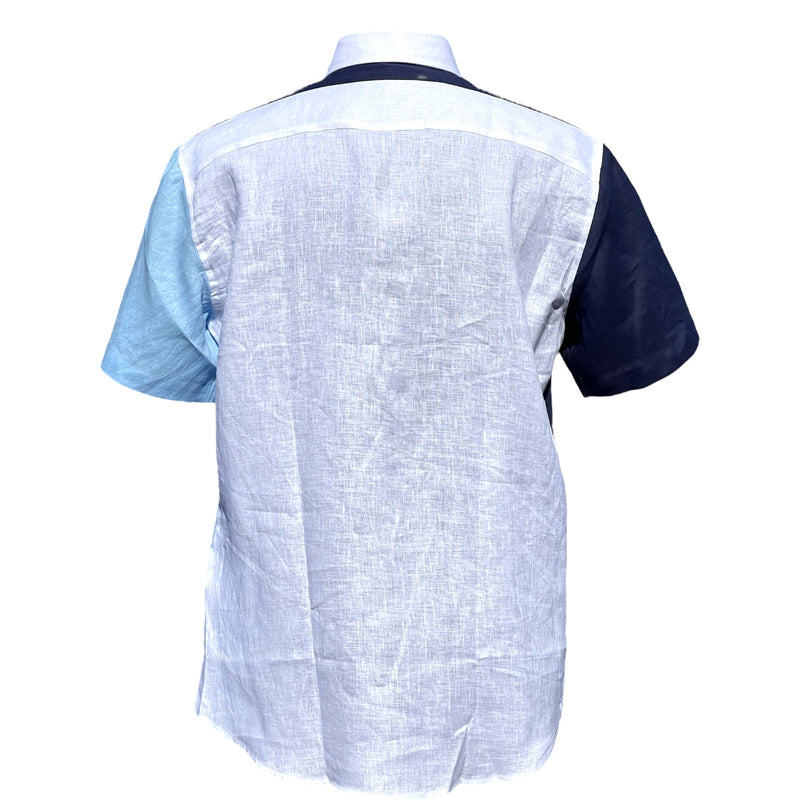 Lanzino Linen Shirt (White/Blue/Teal)
