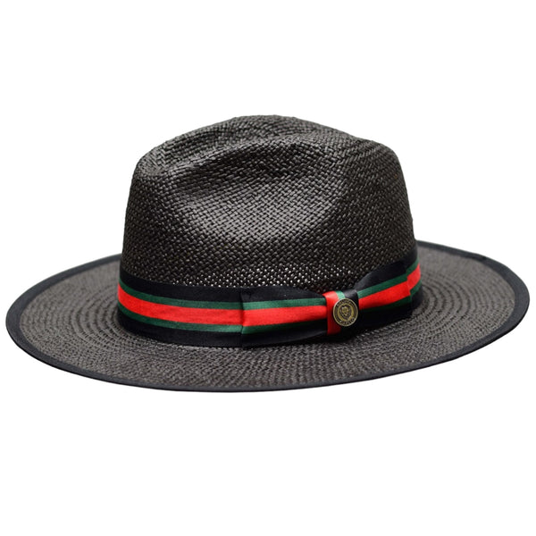 Bruno Capelo Straw Hat "Velinto" (Black/Green/Red)