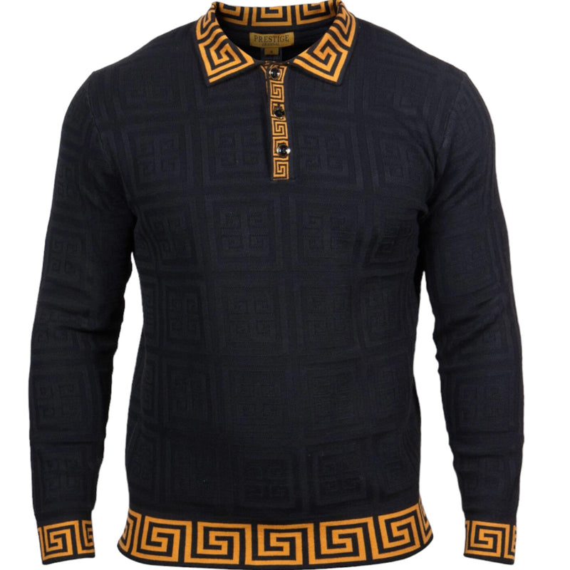 Prestige Greek "Halo" Polo Sweater (Black) 457