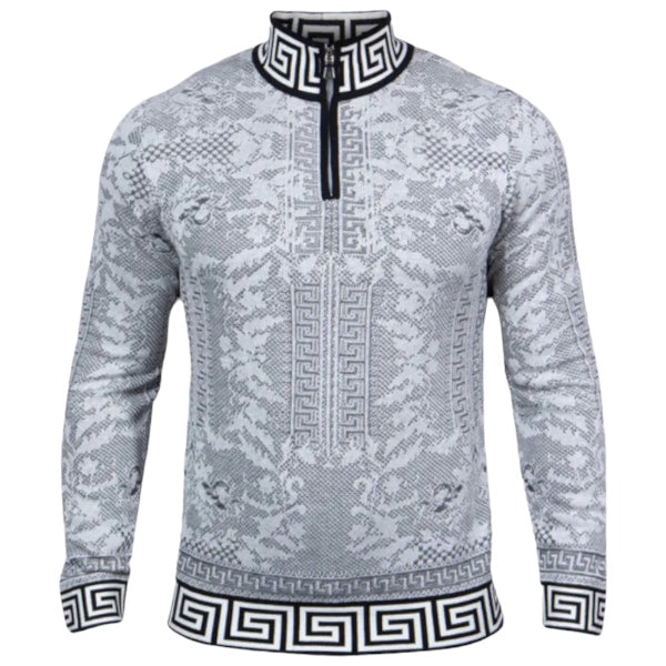 Prestige Quarter Zip "Dublin" Sweater (White/Black) 443