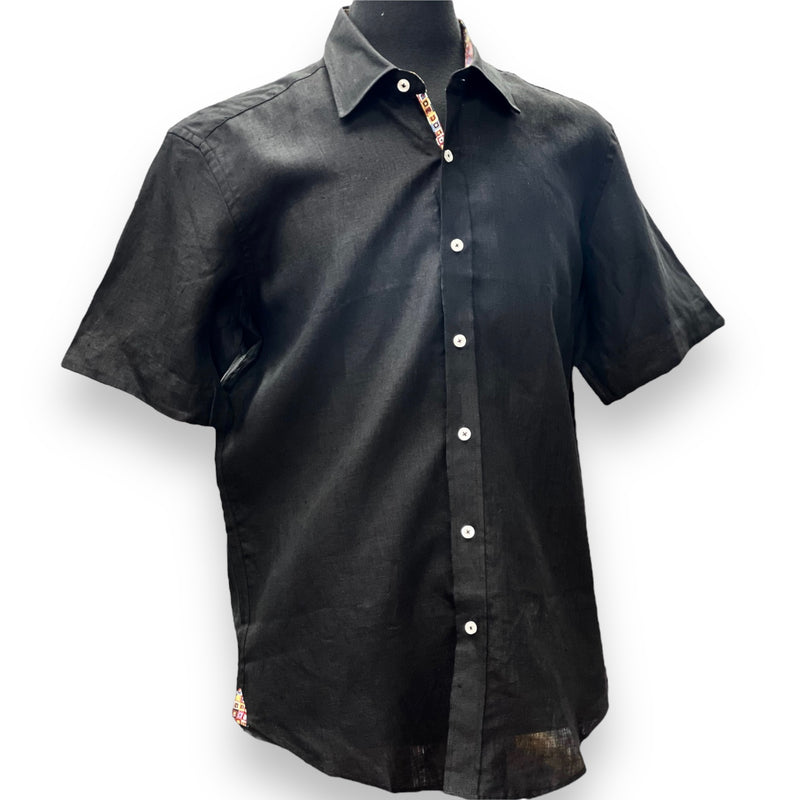Inserch Linen Short Sleeve Shirt (Black) 717