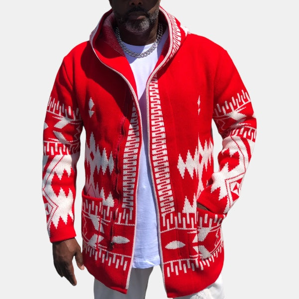 Arrowhead Cardigan Sweater 3/4 Length (Red/White) OIM