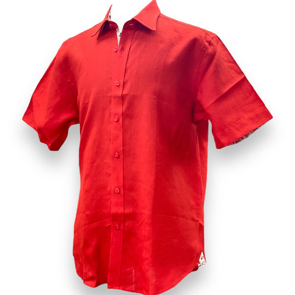 Inserch Linen Short Sleeve Shirt (Red) 717