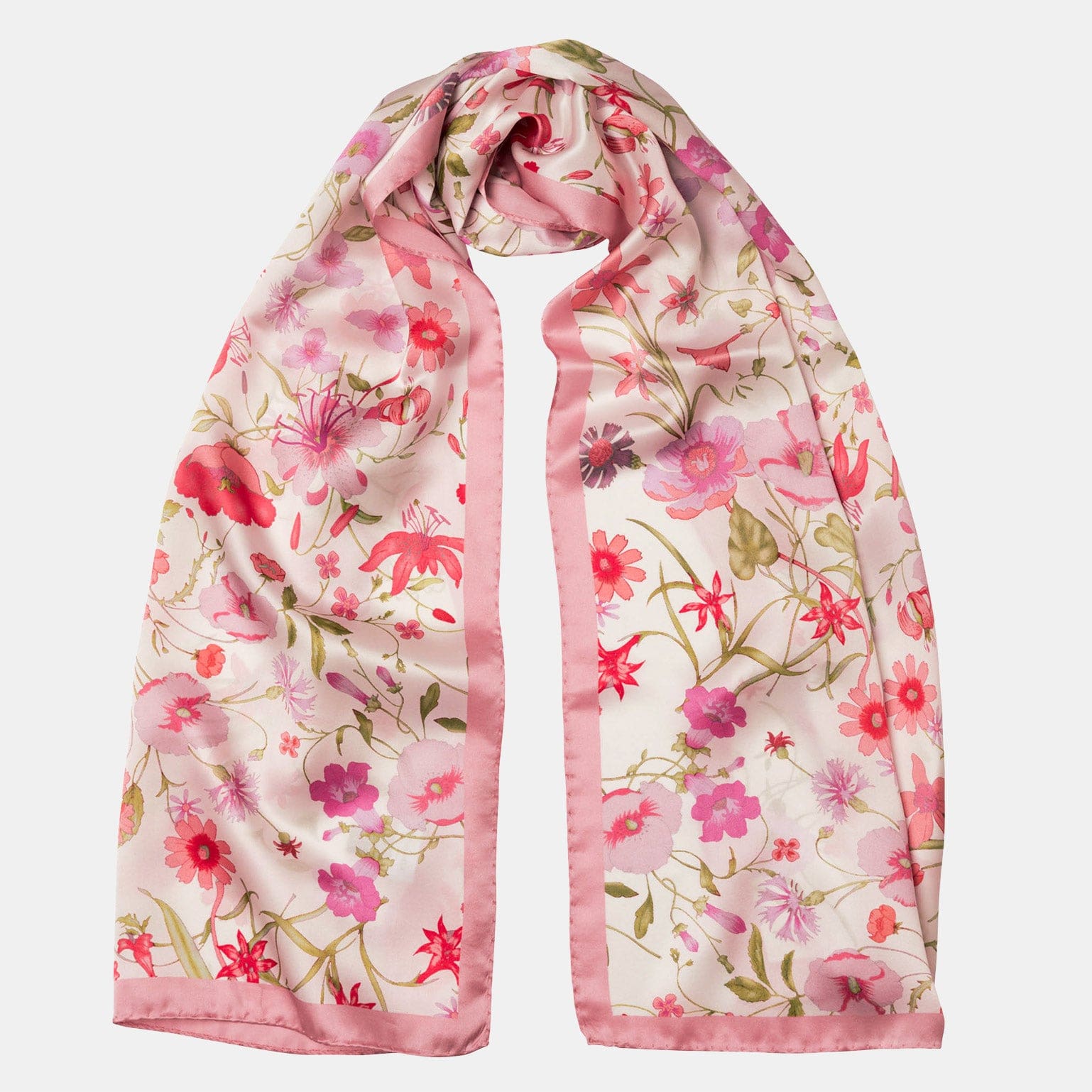 Primavera - Long Silk Scarf - Pink