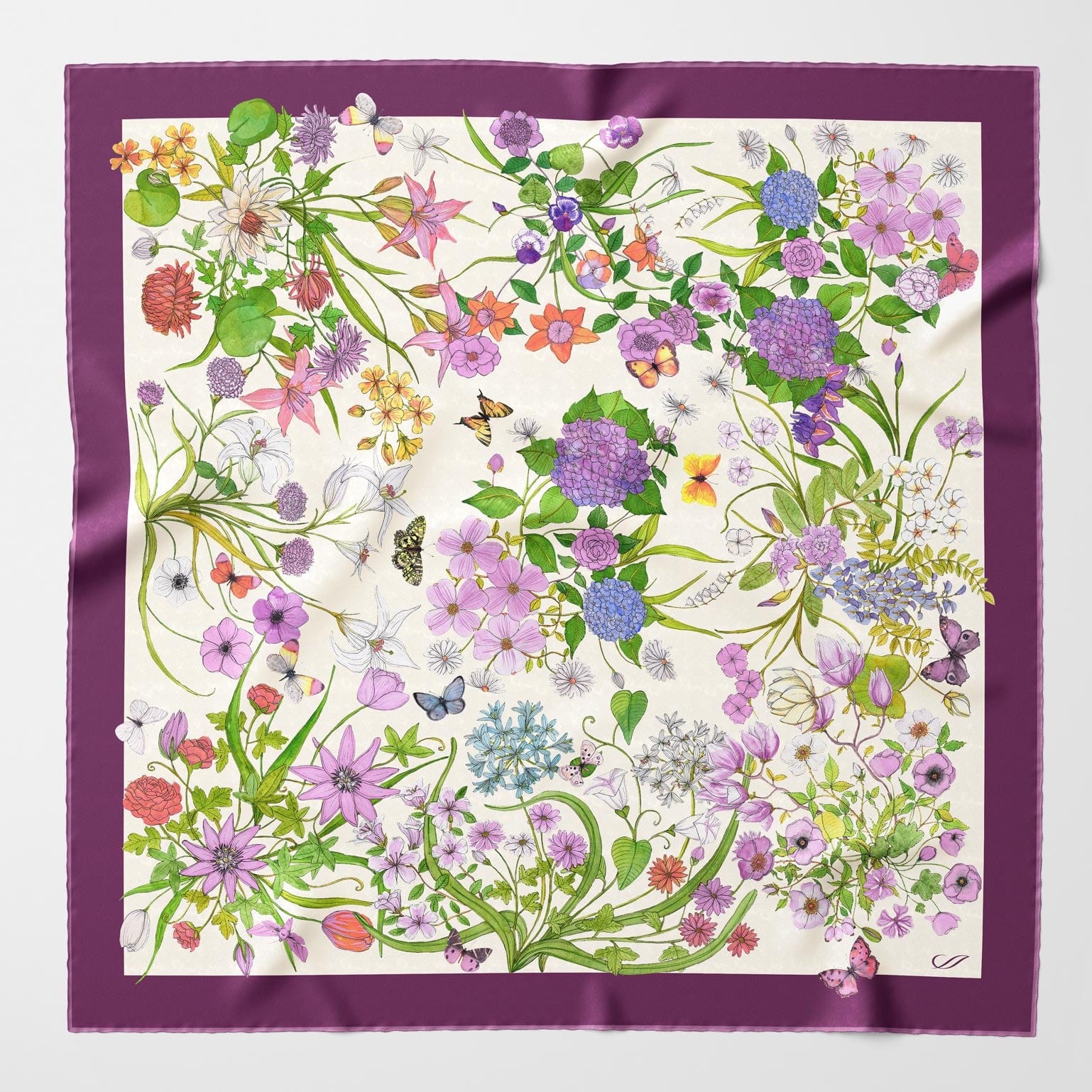 Flora - Silk Foulard - Berry