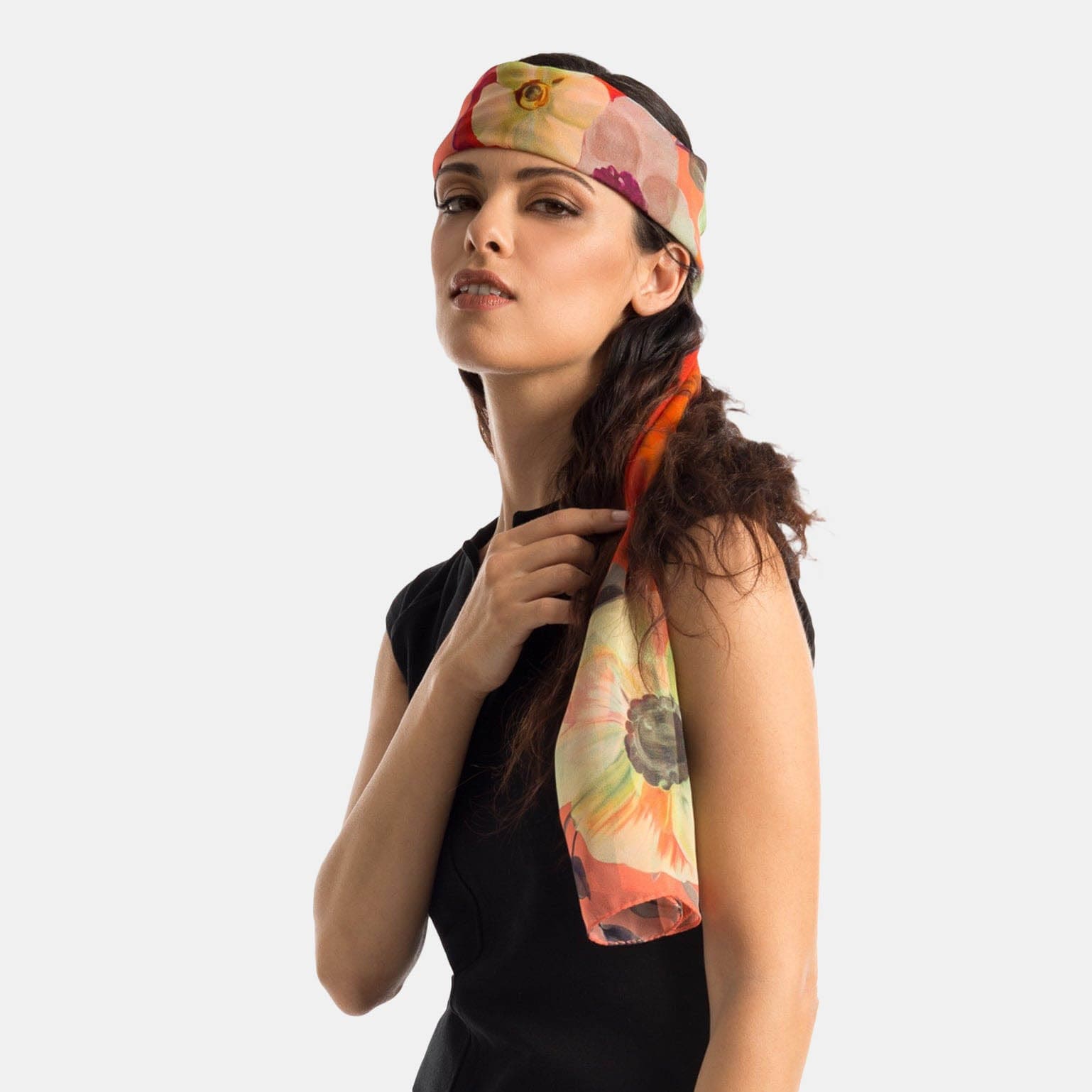 Campo de' Fiori - Long Silk Scarf - Coral
