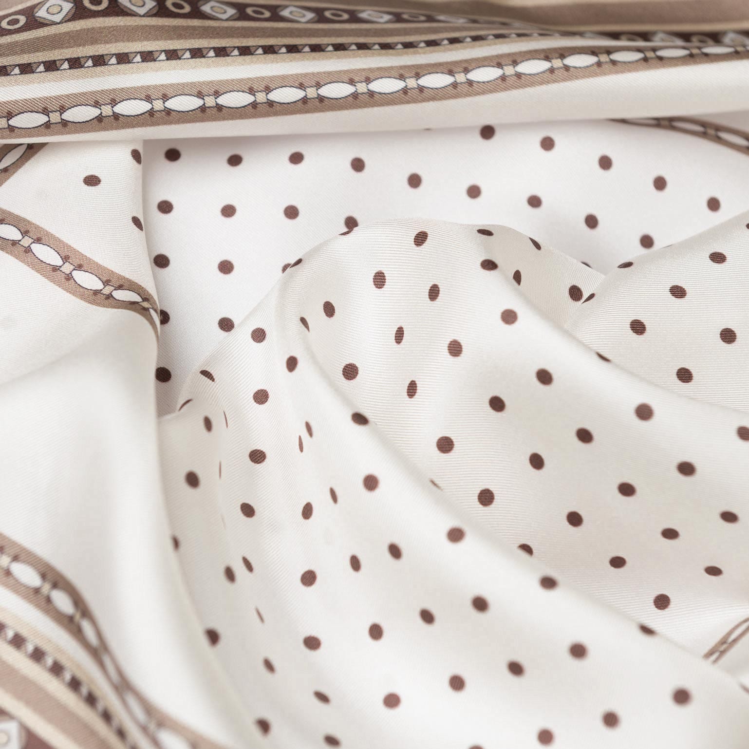 Verona - Silk Neckerchief - White & Sand