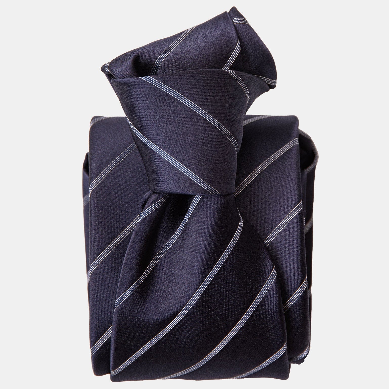 Esino - Silk Jacquard Tie - Midnight Blue and Silver