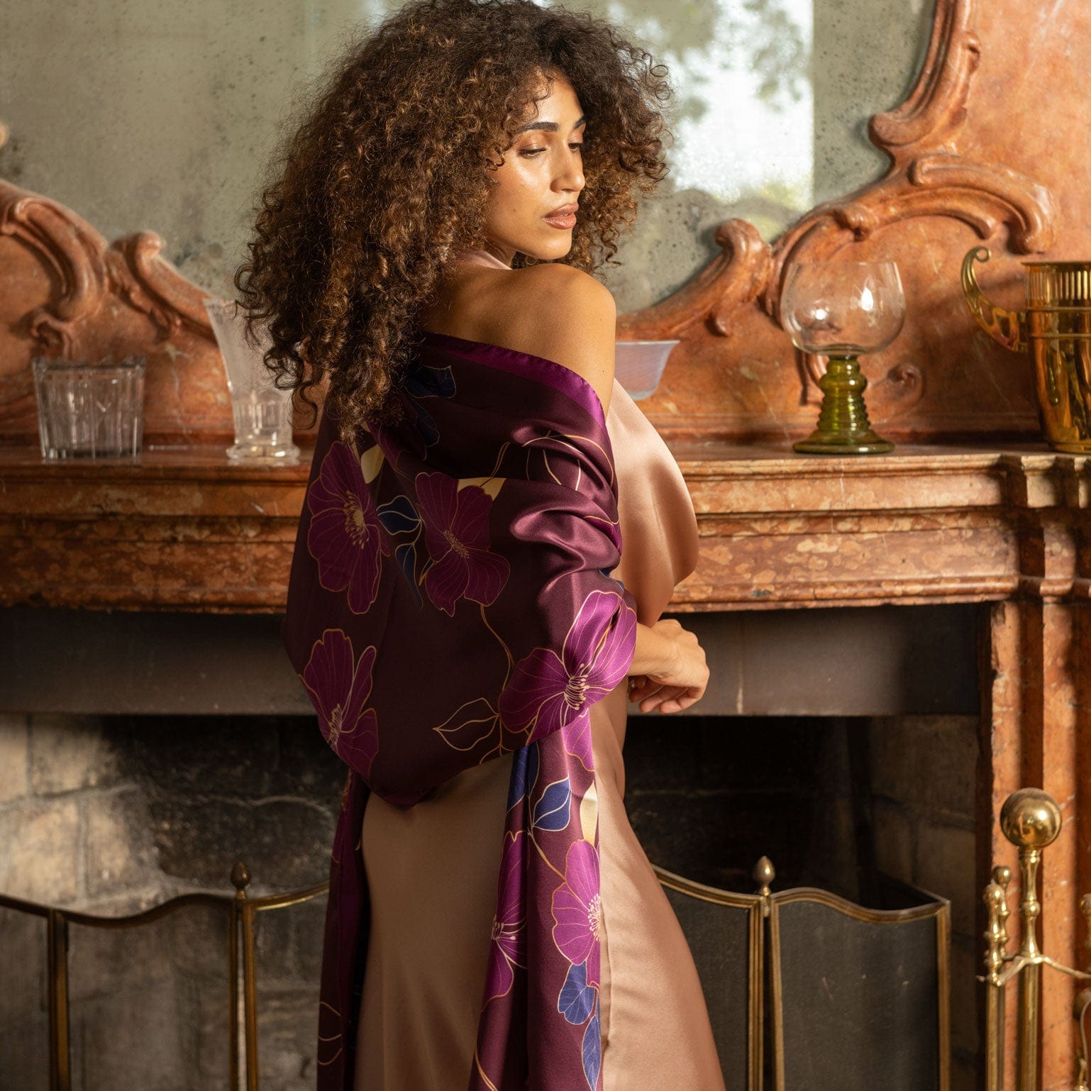 Laura - Silk Scarf Shawl - Burgundy