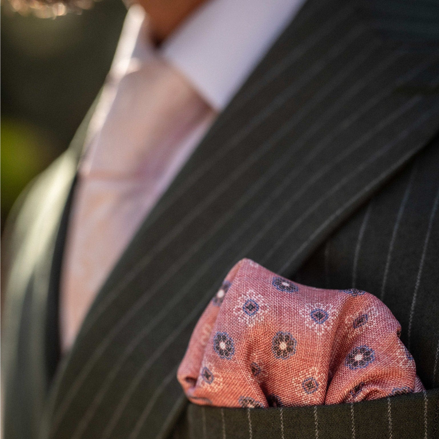 Pascal - Double Sided Silk Pocket Square - Blush
