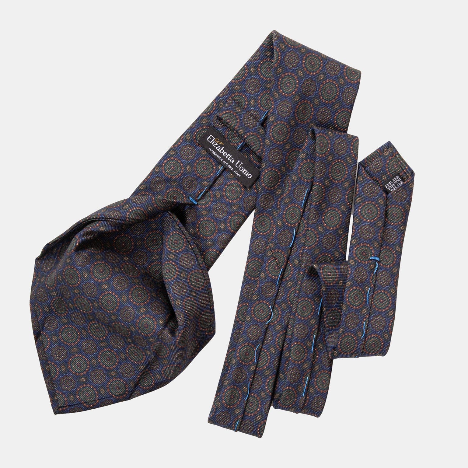 Moretti - Printed Madder Silk Tie - Navy & Green