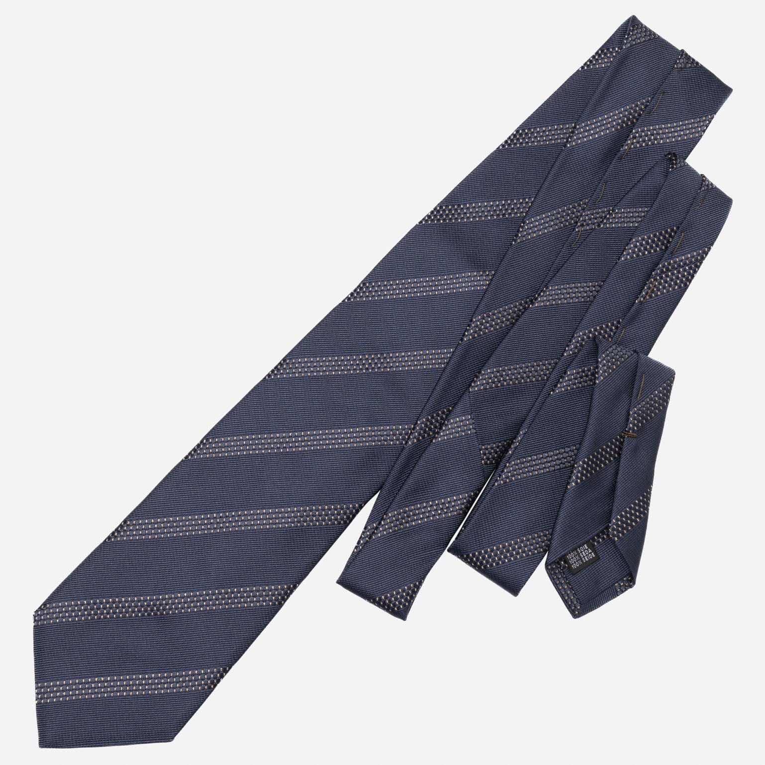 Milano - Silk Jacquard Tie - Navy and Gold