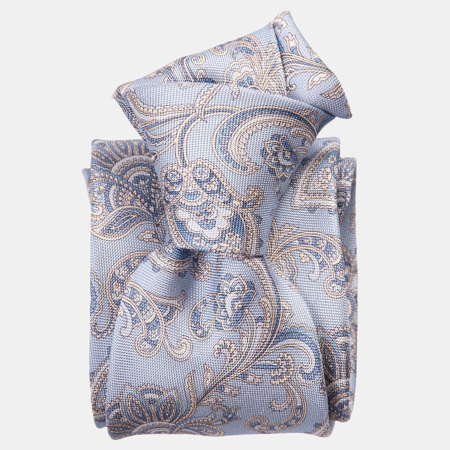 Novara - Printed Silk Tie - Sky Blue