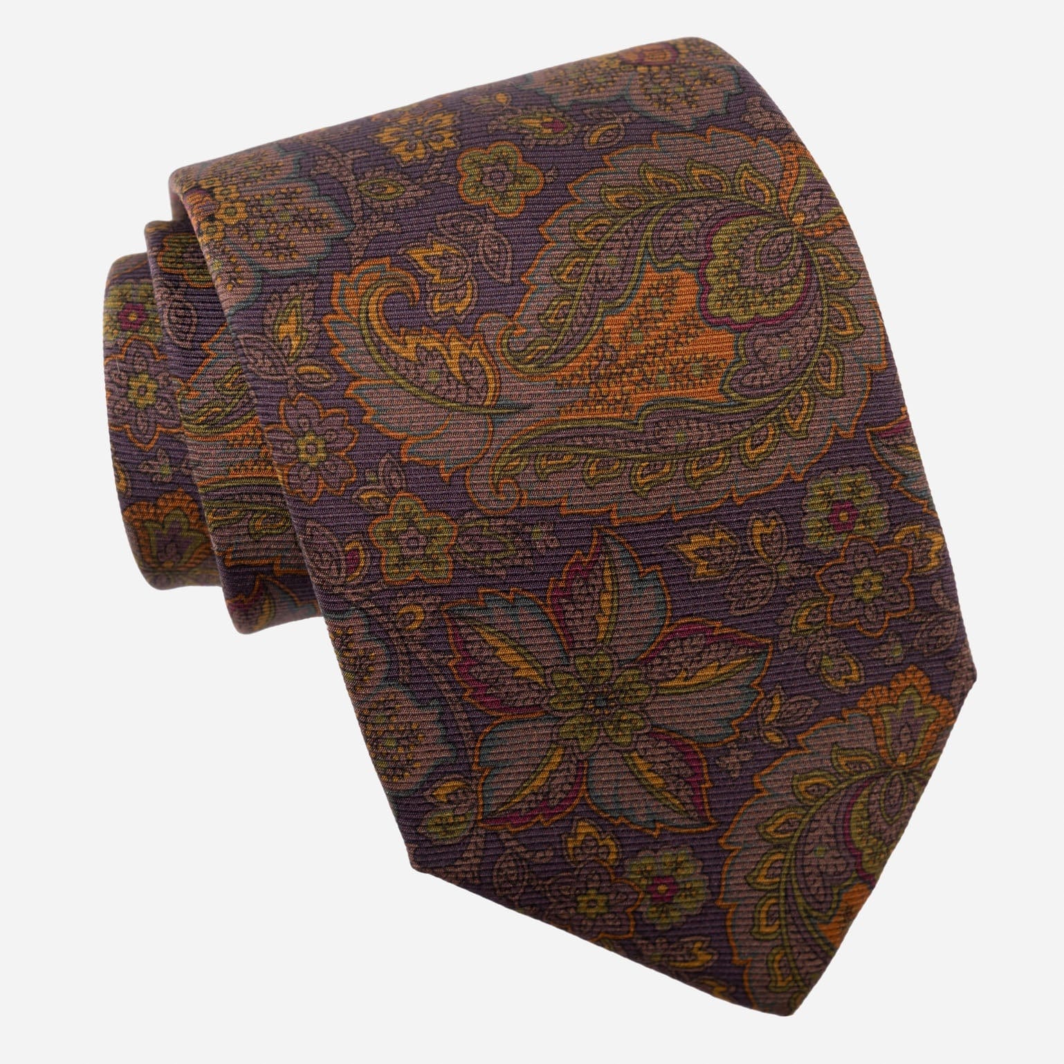 Trevi - Printed Madder Silk Tie - Plum