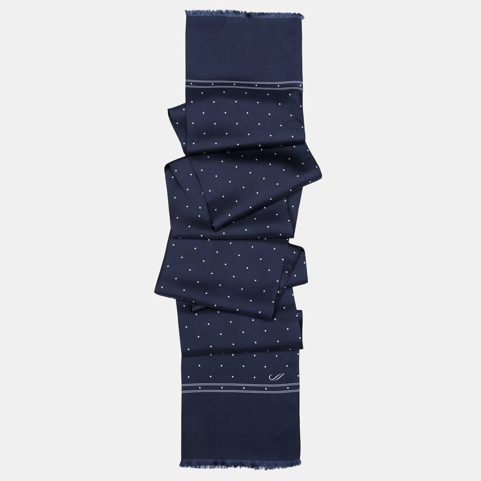 Savona - Slim Silk Scarf - Midnight Blue
