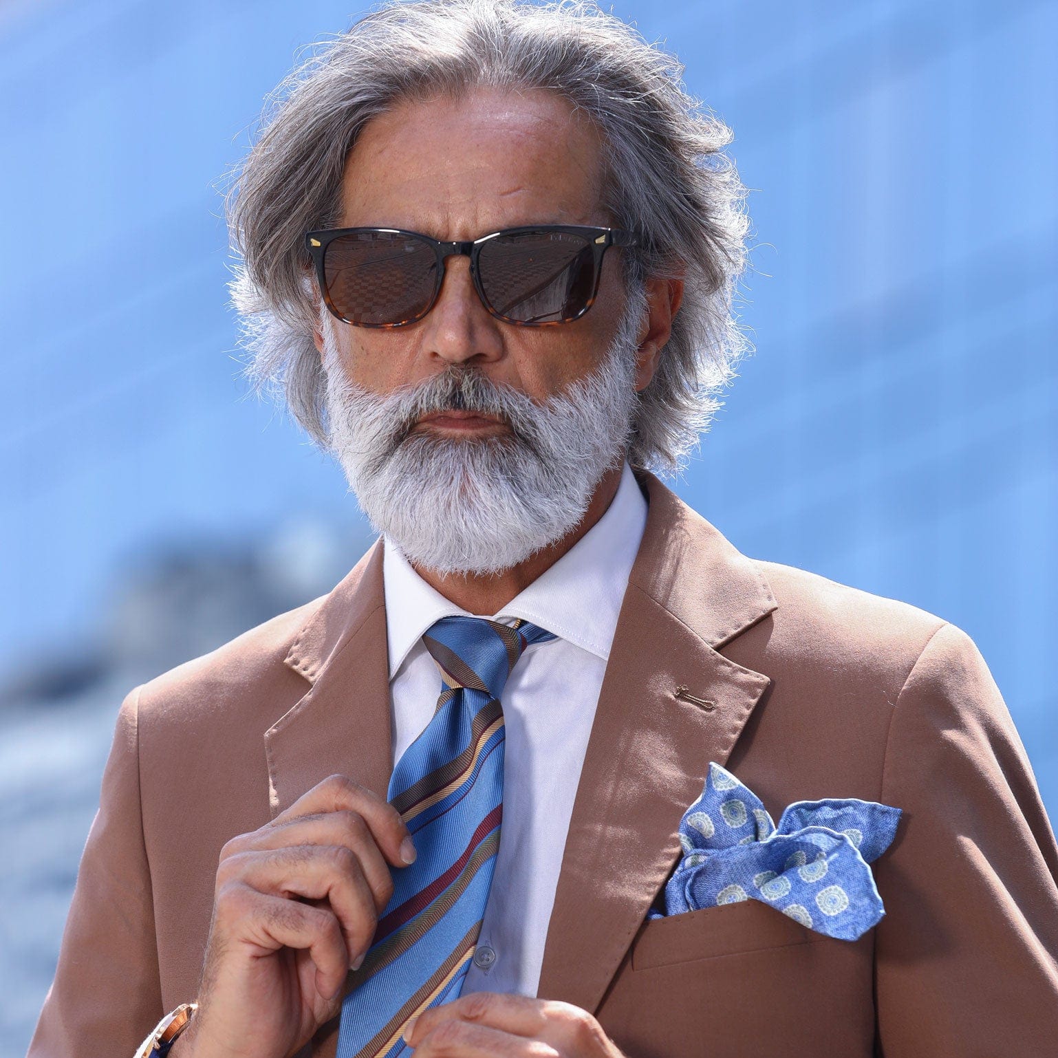 Battisti - Silk Jacquard Tie - Steel Blue