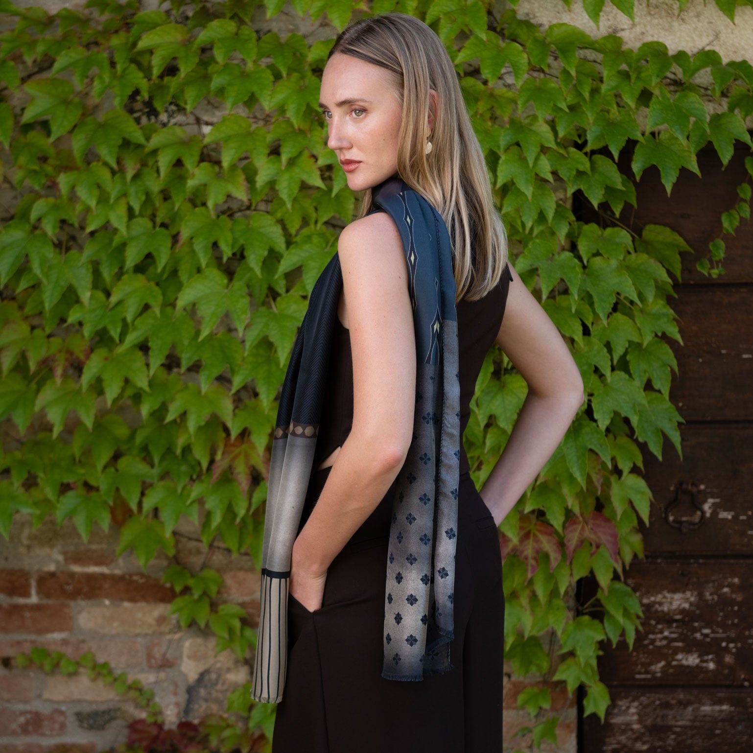 Atri - Long Silk Scarf - Plum