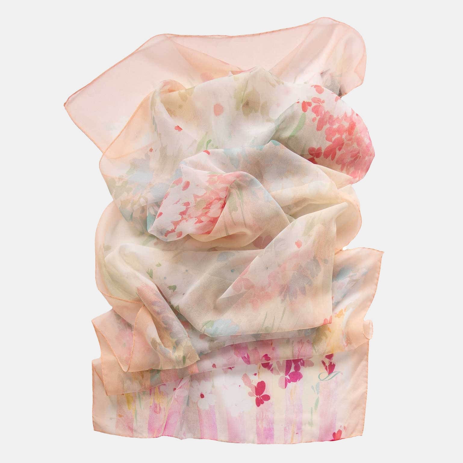 Meadow - Long Silk Scarf - Salmon Pink