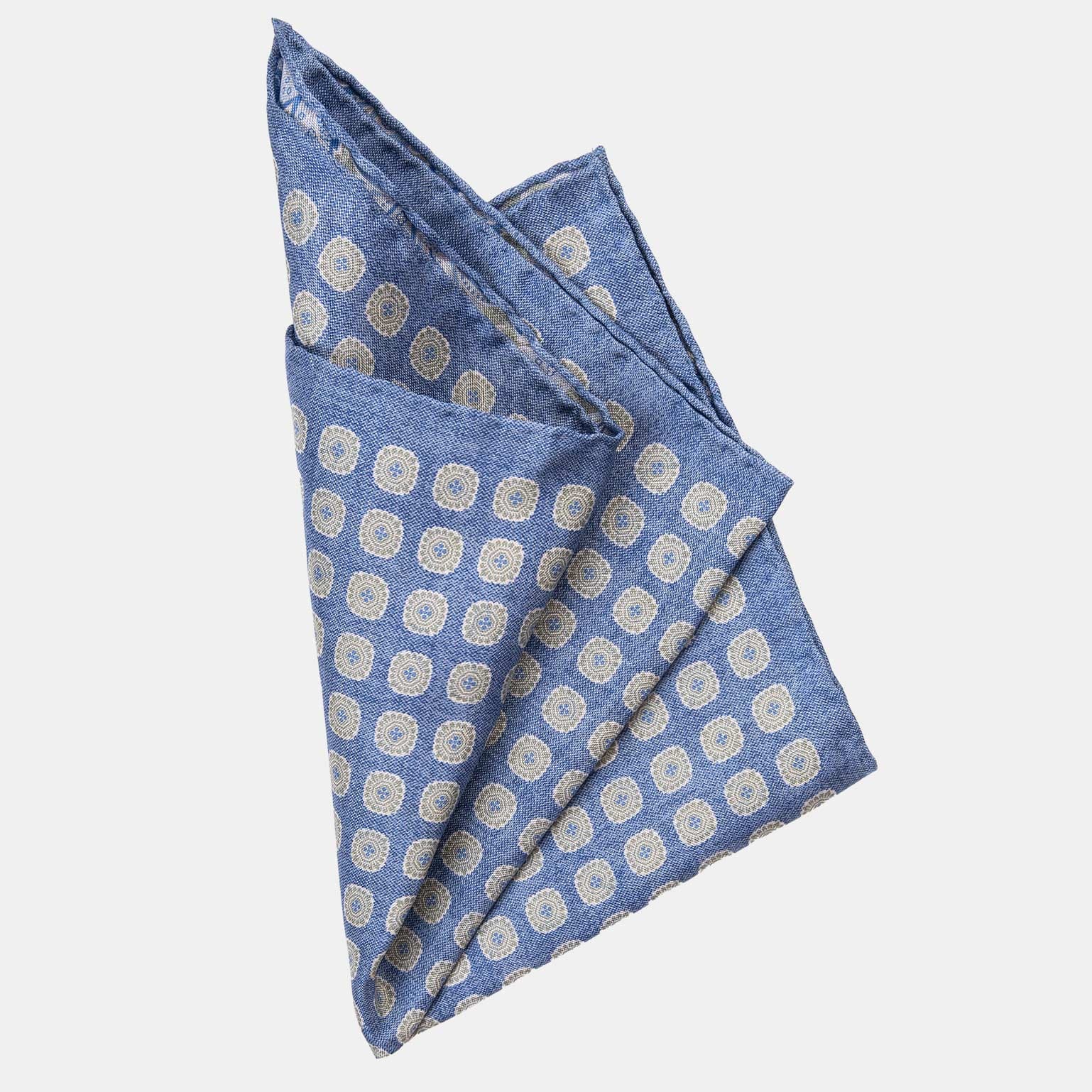Assisi - Double Sided Silk Pocket Square - Sky Blue