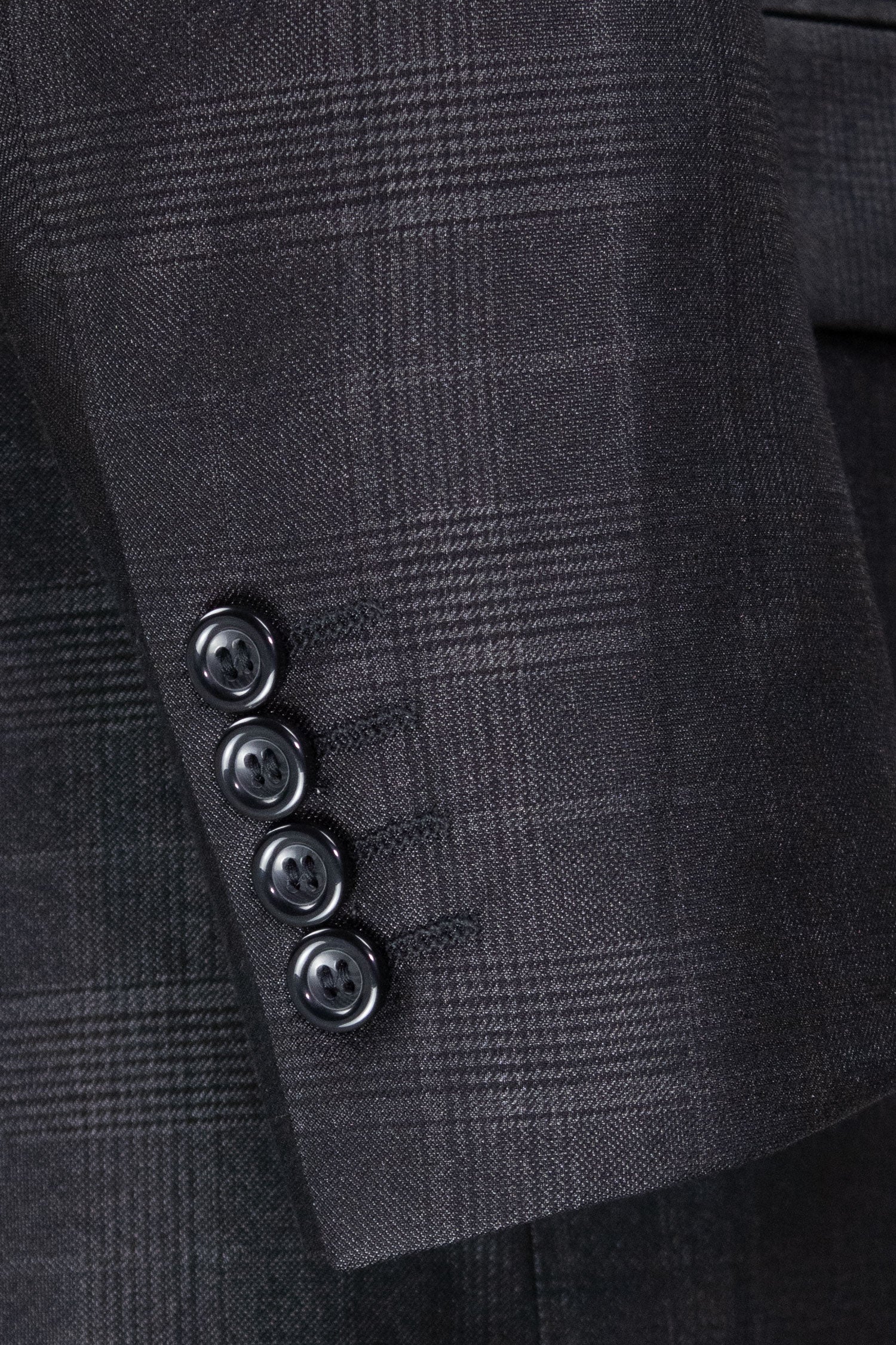Men’s Glen Plaid 3 Piece Suit – Black Regular Fit Double Breasted Vest V2RW7