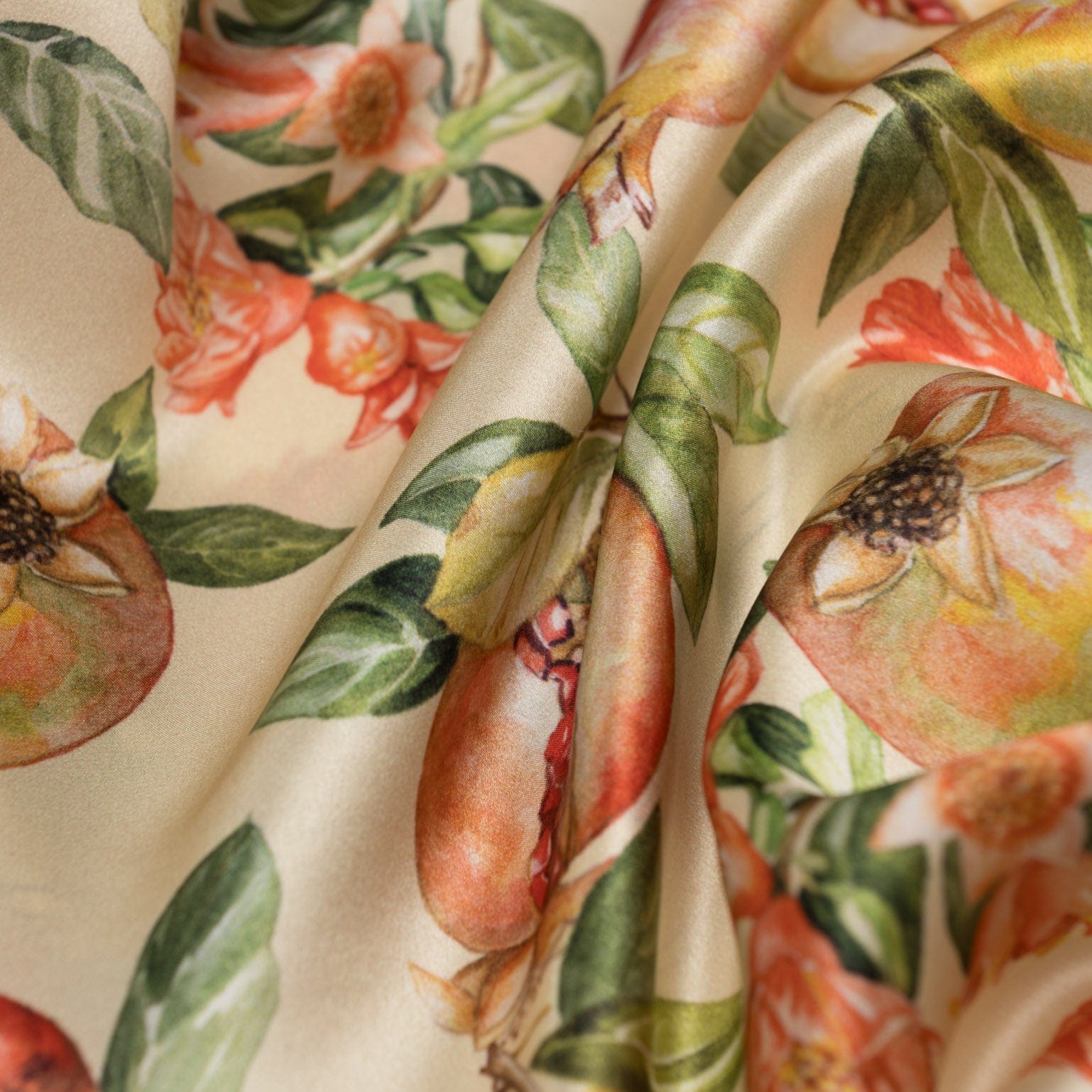 Melograno - Silk Foulard - White Gold