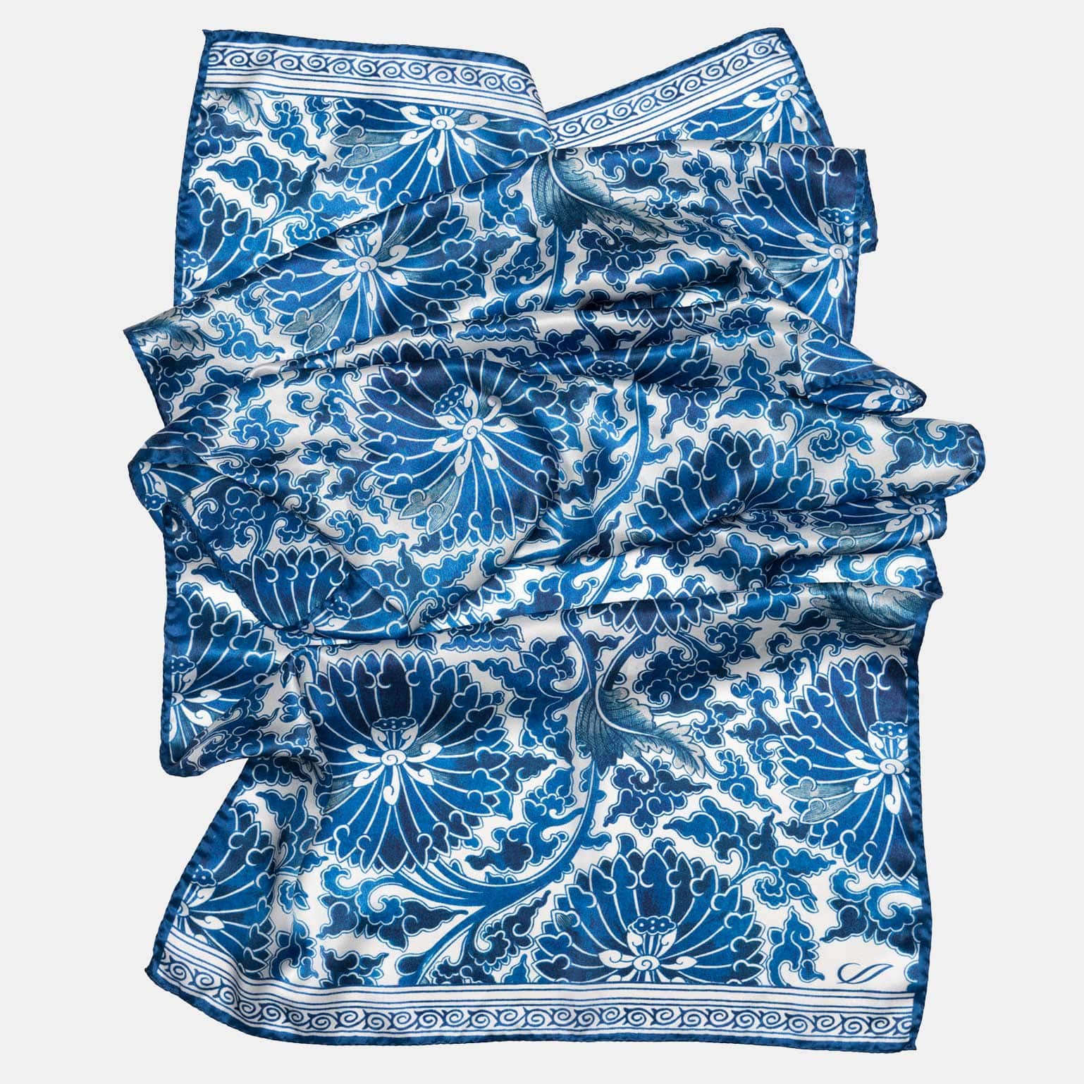 Rosalba - Long Silk Scarf - Blue