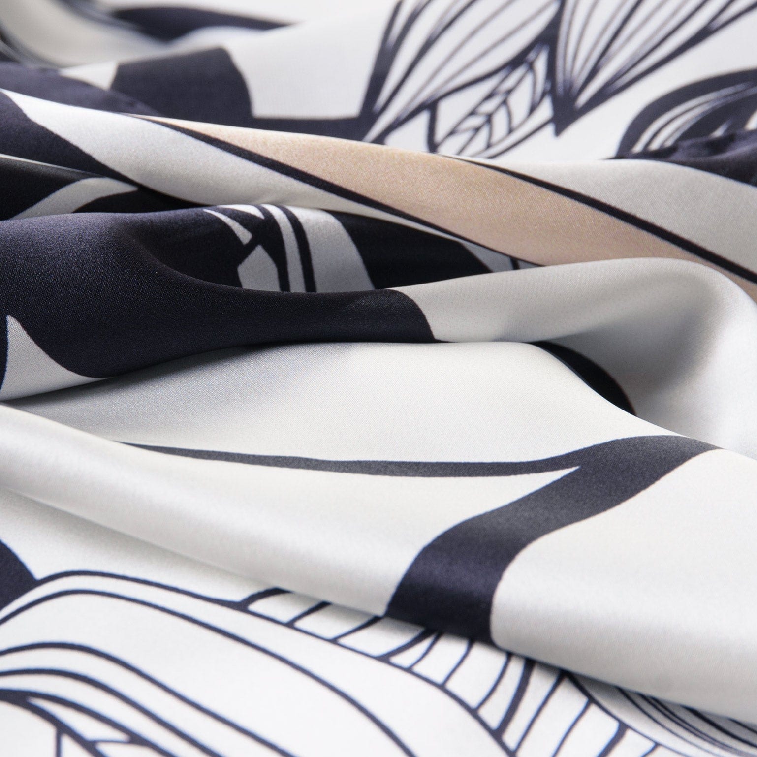 Cara - Silk Scarf Shawl - Soft White & Black