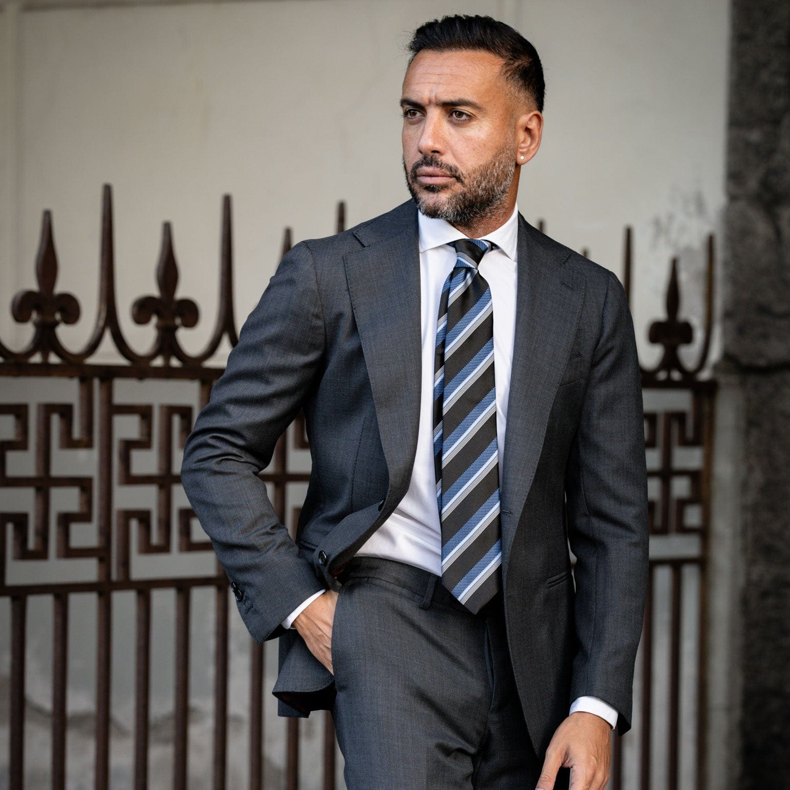 Corso - Silk Jacquard Tie - Black & Blue