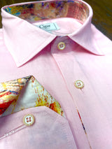 Cigar Couture "Diablo" long sleeve linen shirt (Pink)