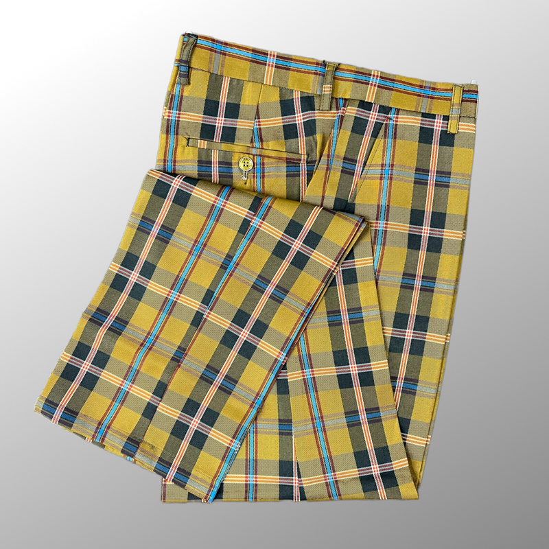 Gold plaid pants online