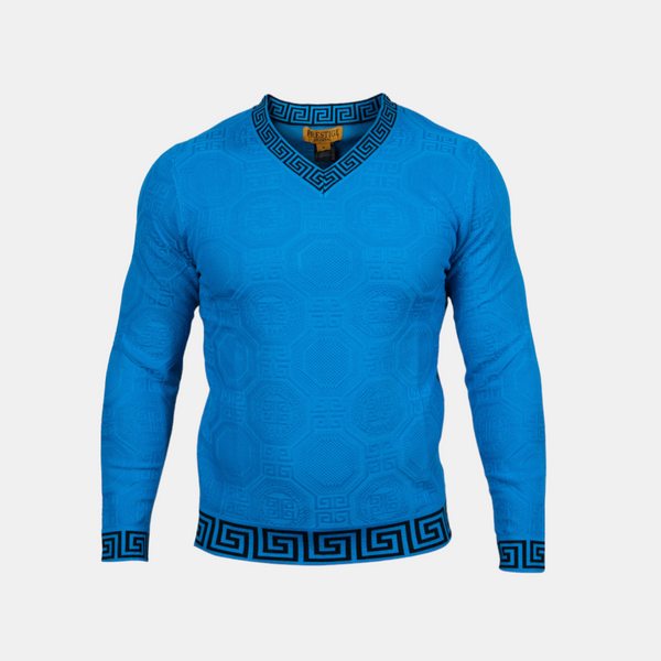 Prestige "Milan" V-Neck Sweater (Azzure/Black) 468