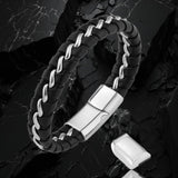 KALIKO Leather bracelet (black/Silver) 313