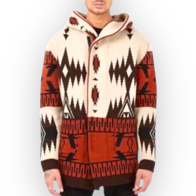 Tribal Cardigan Sweater 3/4 Length (Coffee/Beige) OIM