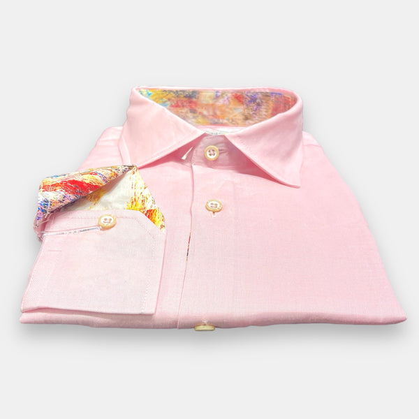 Cigar Couture "Diablo" long sleeve linen shirt (Pink)