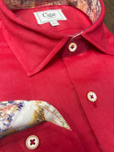 Cigar Couture "Diablo" long sleeve linen shirt (Red)