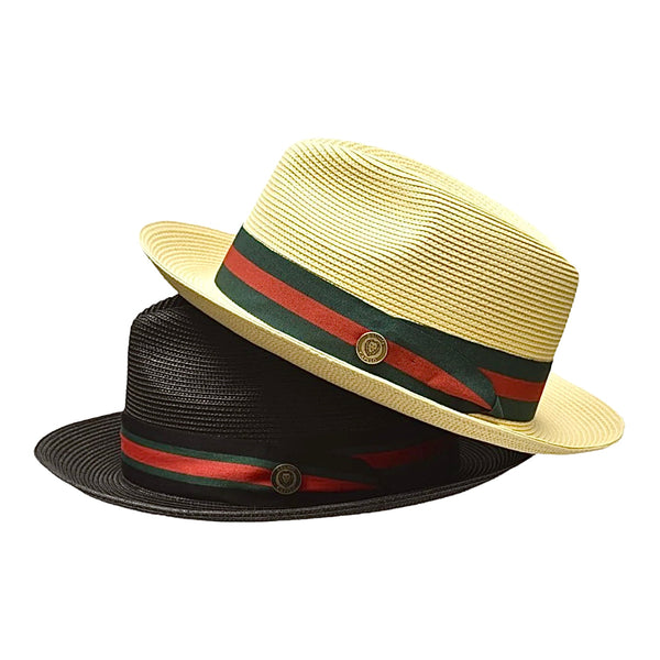 Straw "Bellagio" Hat (Black/Red/Green)