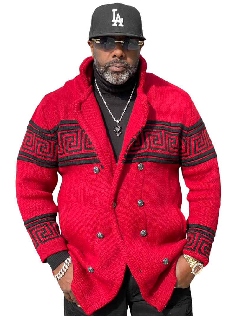 LCR DB High Collar "Lambo" Sweater + Detachable Fur (Red/Black)