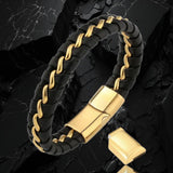 KALIKO Leather bracelet (Black/Gold) 313