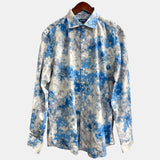 Lanzino "Floral" Stitched Shirt (Blue/Gray)
