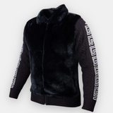 Prestige "King" Fur Bomber Sweater Jacket (Black/White) 170