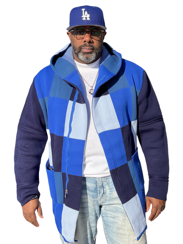 Blockchain Cardigan Sweater 3/4 Length (Blue) OIM