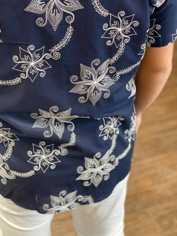 Lanzino Stitched Shirt (Navy/White)