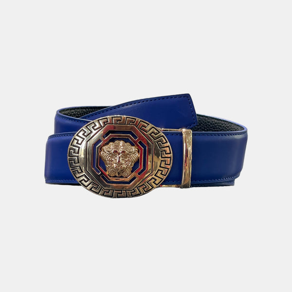 Designer fashion belt (Blue/Gold) Greek Key